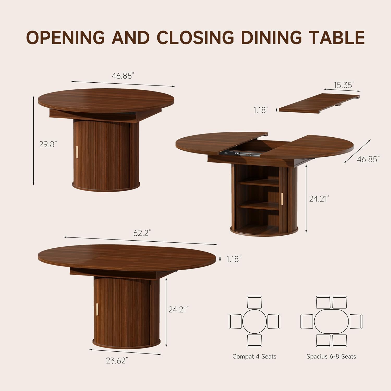 Ausziehbarer runder Esstisch:  – Kitchen Appliances Table Bewertung und Preis
