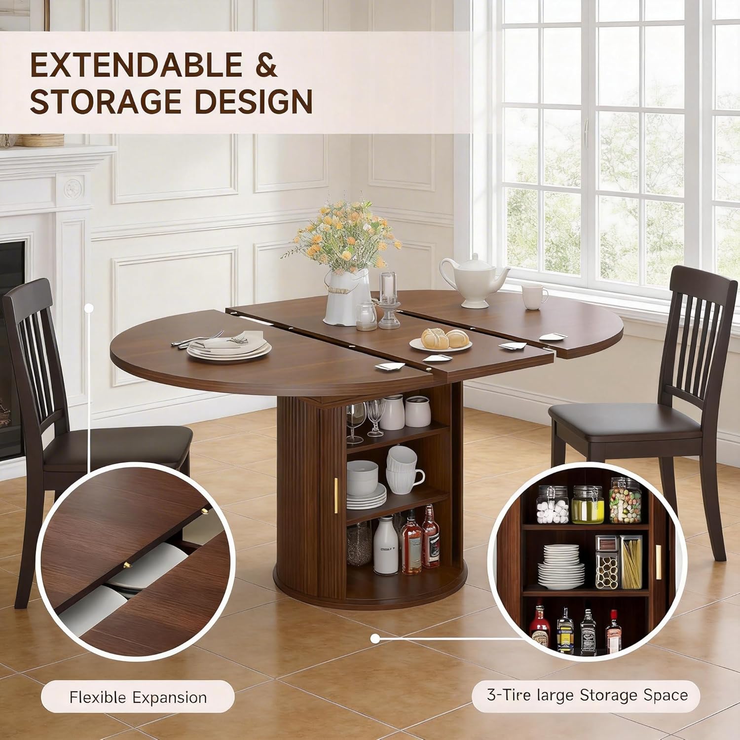 Ausziehbarer runder Esstisch:  – Kitchen Appliances Table Bewertung und Preis